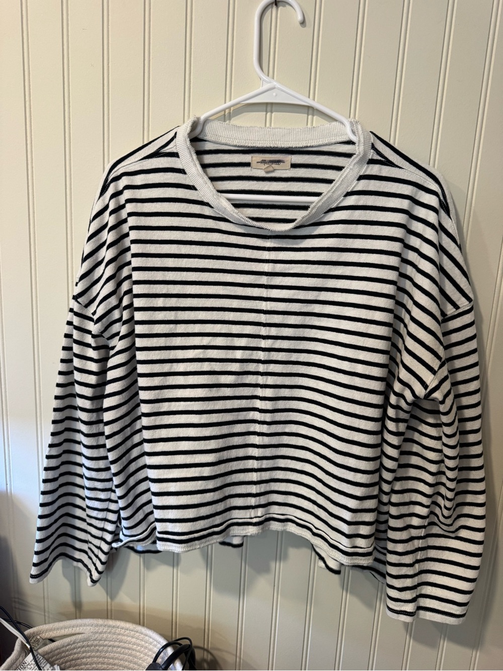 Madewell Striped Long Sleeve Women's Top in Black and White